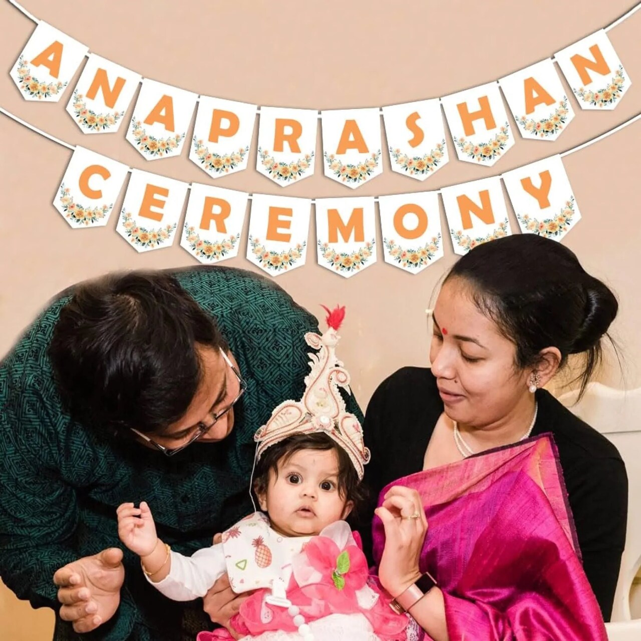 Anaprashan Ceremony Banner Annaprasanam Bunting Diy Rice Ceremony Hanging Decorations Indian Party Supplies Hindu Themed Party Backdrop Decoration